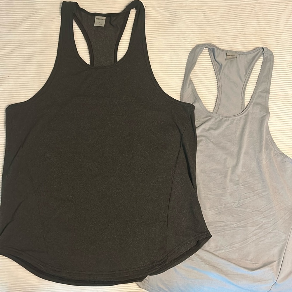 Men's Black and Gray Tank Tops